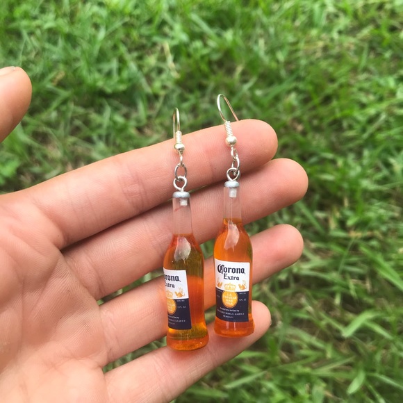 Mini Corona Bottle Earrings - Picture 3 of 5